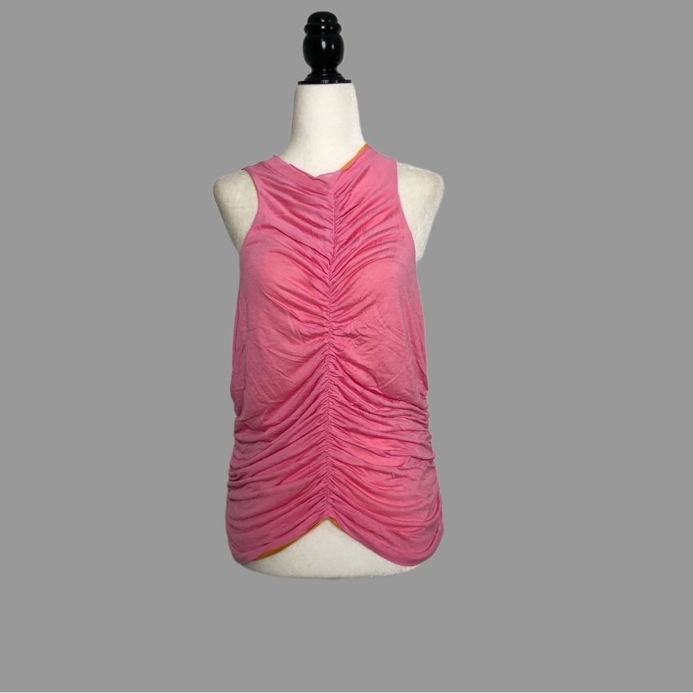 ❤️ XL ❤️ NWT Anthro Reversible Ruched Tank Halter Keyhole Back Button